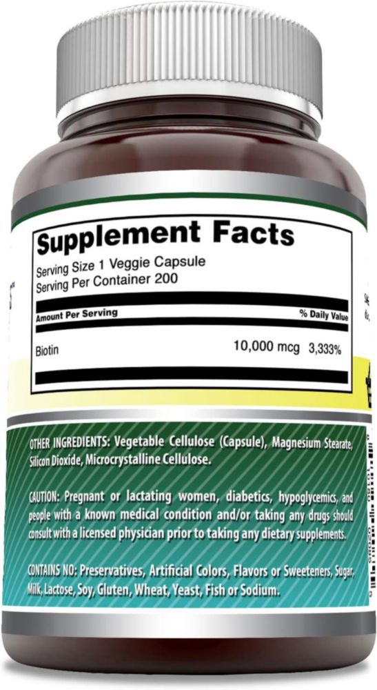Amazing Formulas Biotin 1000mcg Salud Cabello Uñas 200caps Sabor Sin Sabor