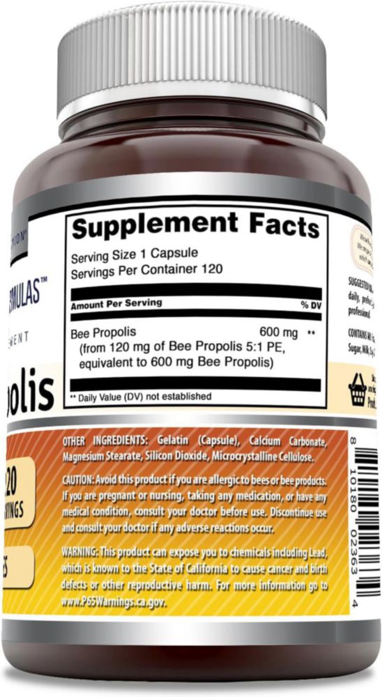 Amazing Nutrition Bee Propolis 600mg Sistema Inmune 120 Cáps Sin Sabor