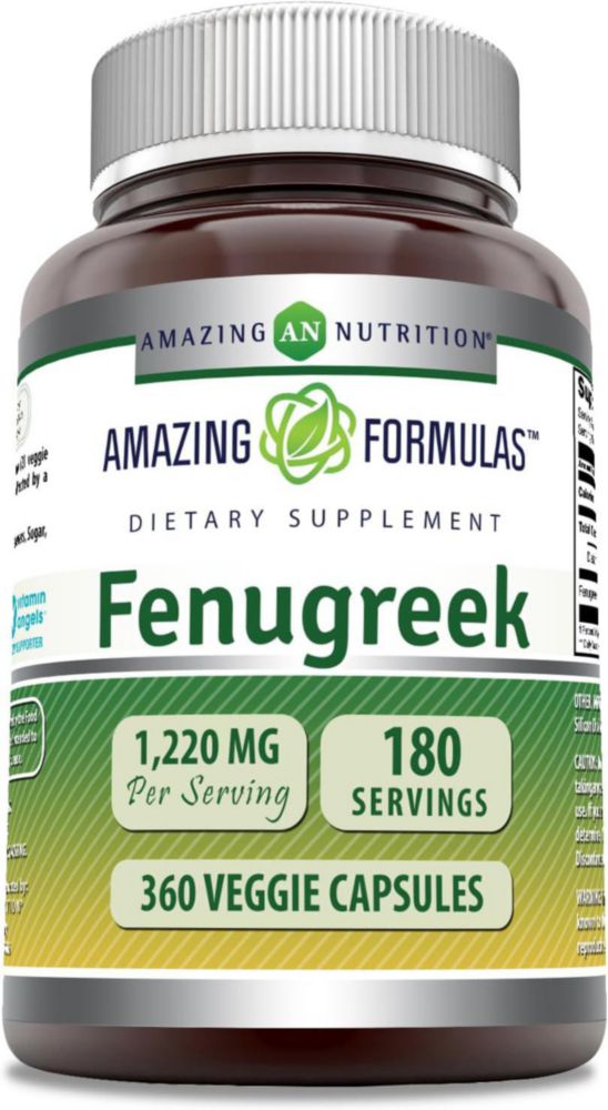 Amazing Formulas Fenugreek 610mg Fenogreco 360 Cápsulas Sin Sabor