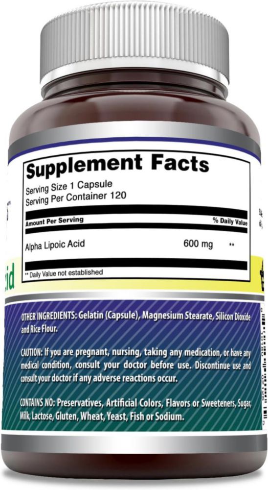 Amazing Formulas Alpha Lipoic Acid 600 Mg 120 Cápsulas Sin Sabor