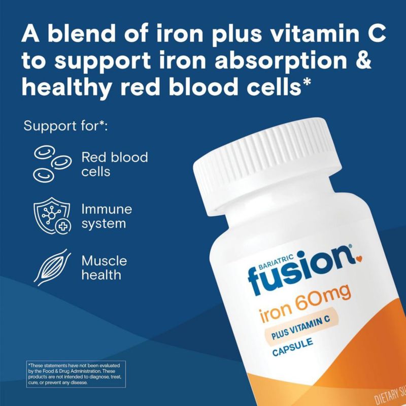 Bariatric Fusion Hierro 60mg + Vitamina C Cirugía Bariátrica Sin Sabor