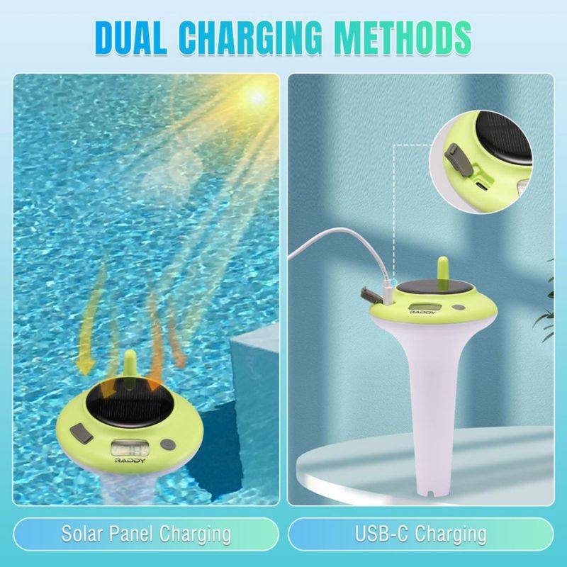Termómetro Raddy Solar Flotante Impermeable con LCD