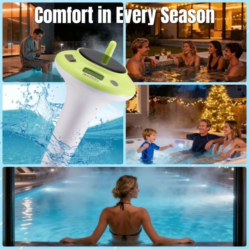 Termómetro Raddy Solar Flotante Impermeable con LCD