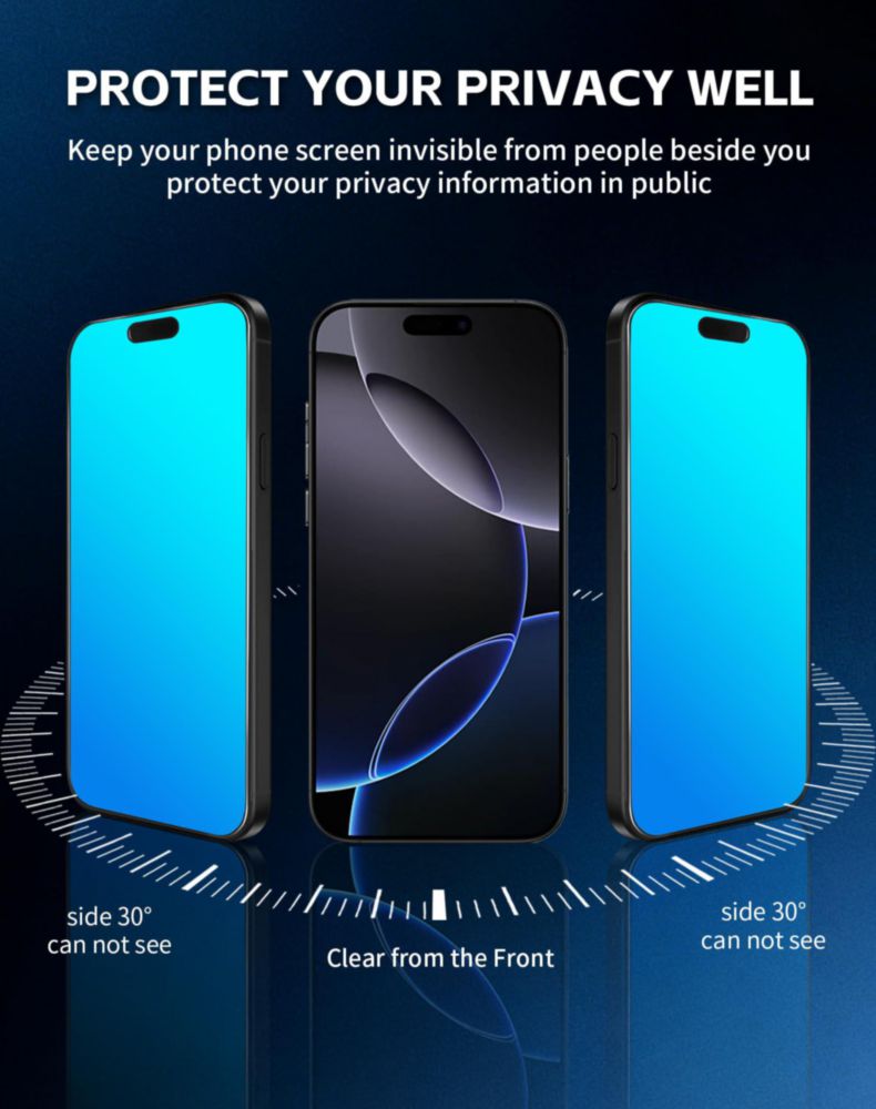 Protector de pantalla stilluxy azul para iPhone 16 Pro Max