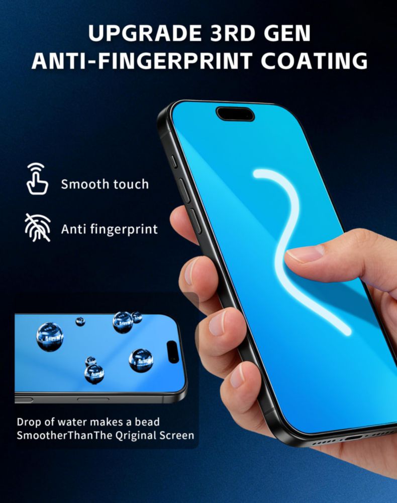 Protector de pantalla stilluxy azul para iPhone 16 Pro Max