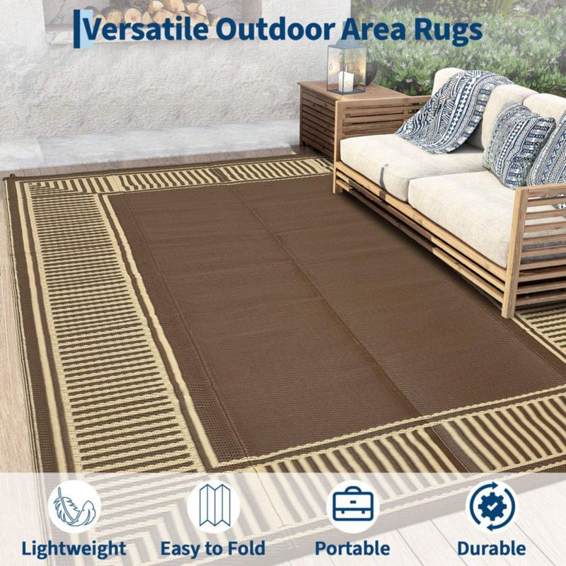 Alfombra GAOMON reversible de paja plástica color marrón 254x356 cm