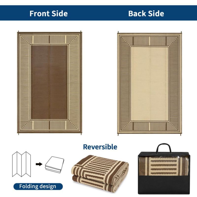 Alfombra GAOMON reversible de paja plástica color marrón 254x356 cm