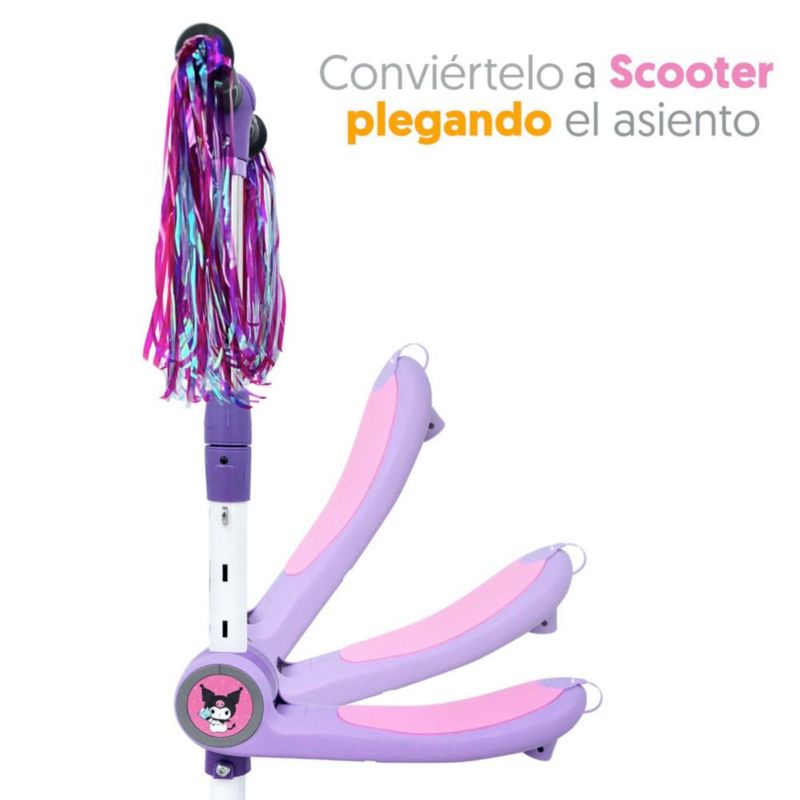 Scooter 2 en 1 con Asiento Kuromi con Luces 3 a 7 años