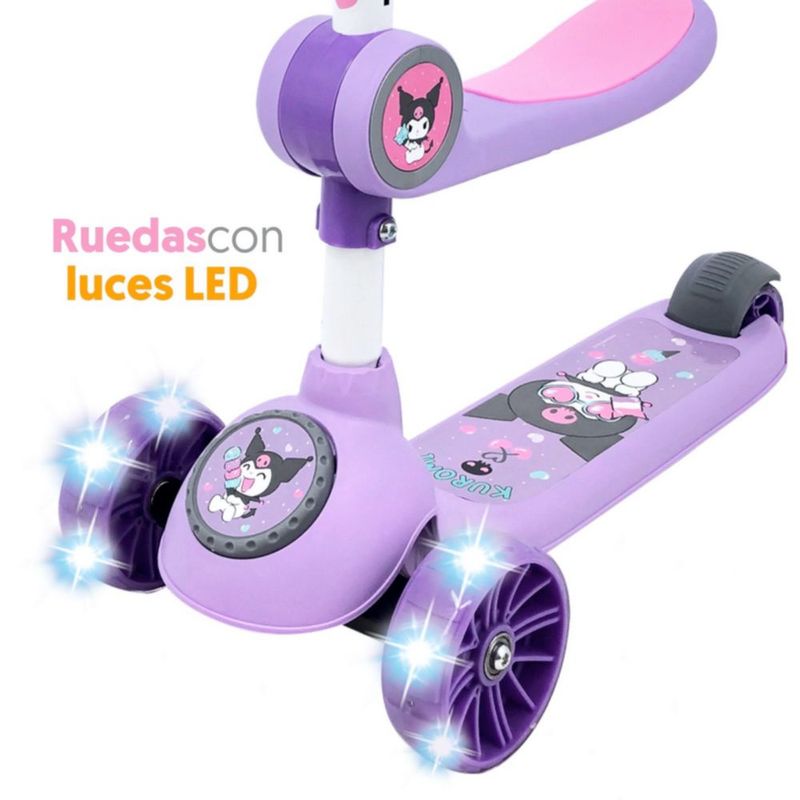 Scooter 2 en 1 con Asiento Kuromi con Luces 3 a 7 años