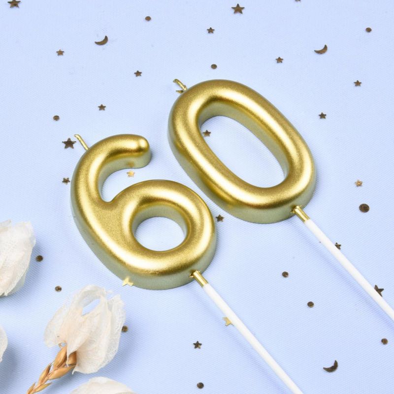 Vela de Número 60 Dorada de 7 cm – CAKE CODE