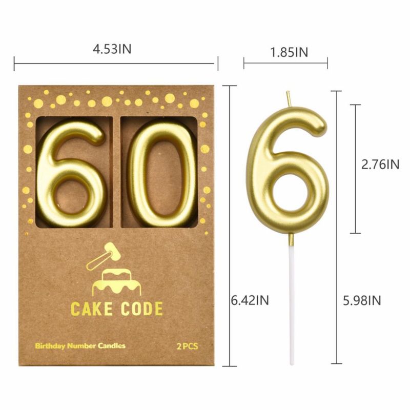 Vela de Número 60 Dorada de 7 cm – CAKE CODE