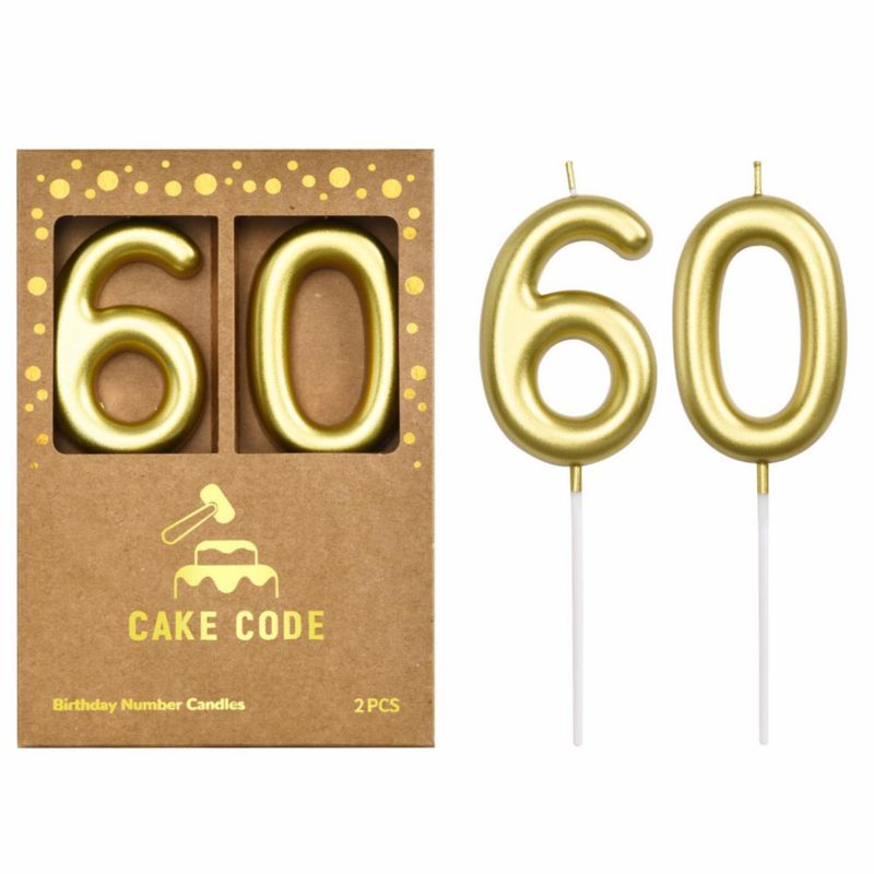 Vela de Número 60 Dorada de 7 cm – CAKE CODE
