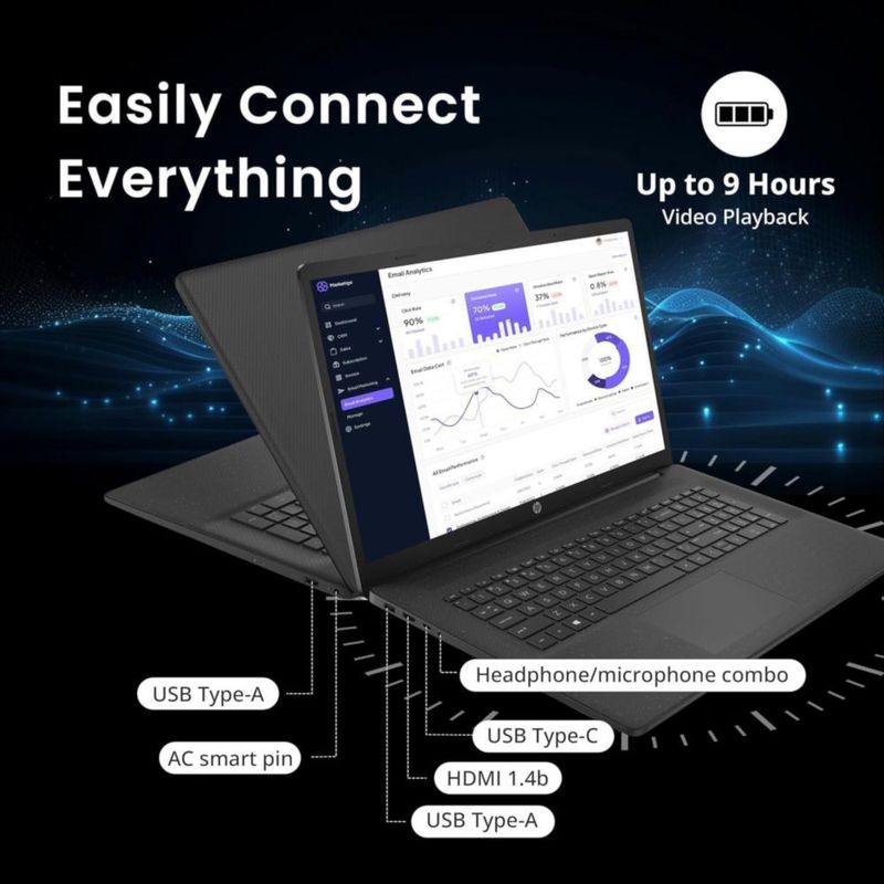 Portátil HP de 173" Core i5 120U 16 GB 512 GB SSD Wi‑Fi 6