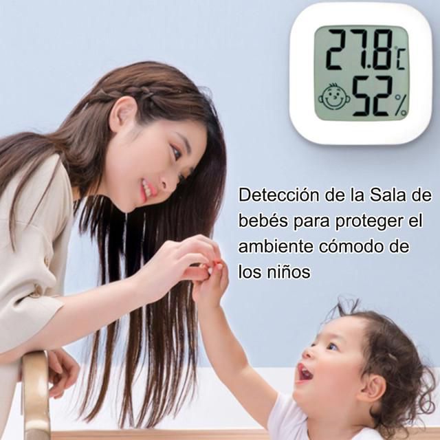 Termómetro y Higrómetro Digital con Pantalla de Tiempo,Diseño Magnético Ultrafino,Monitor de Temperatura y Humedad para Hogar.HOGAWAY