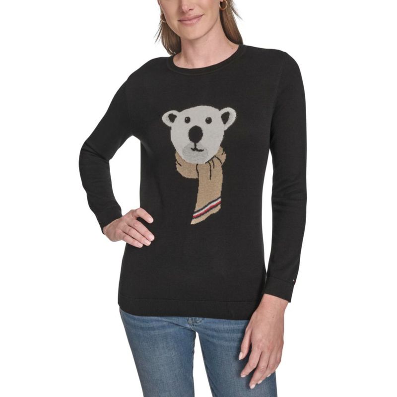 Suéter Tommy Hilfiger XL negro con detalle gráfico de algodón