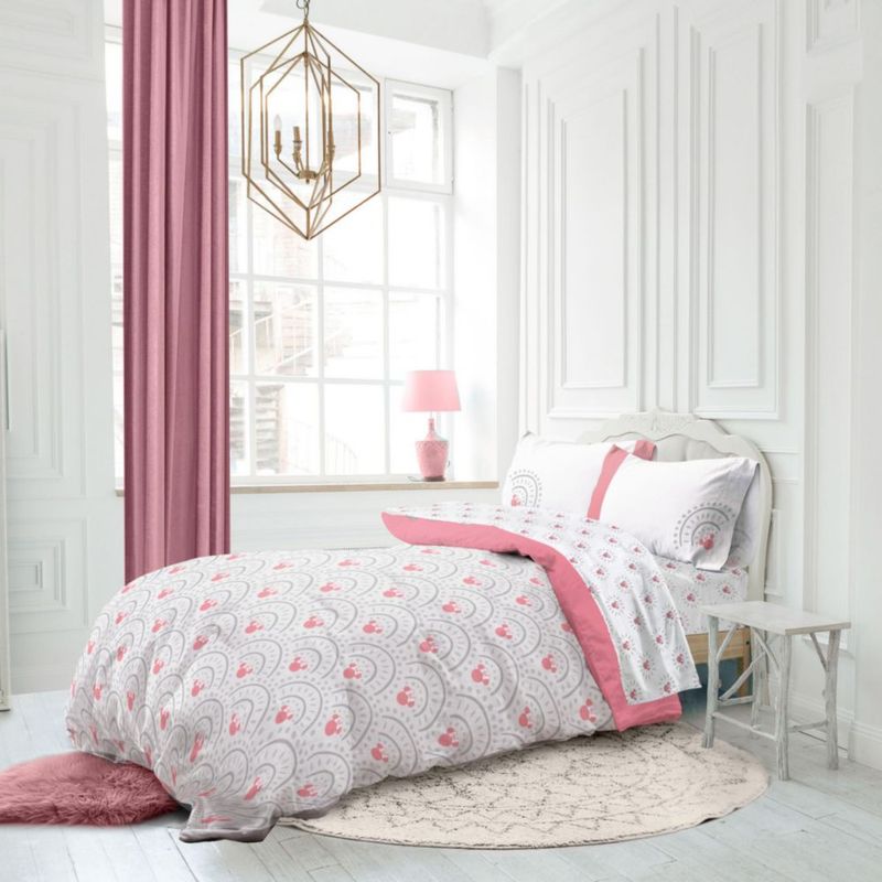 Juego de cama Jay Franco tamaño completo 7 piezas Minnie Mouse gris
