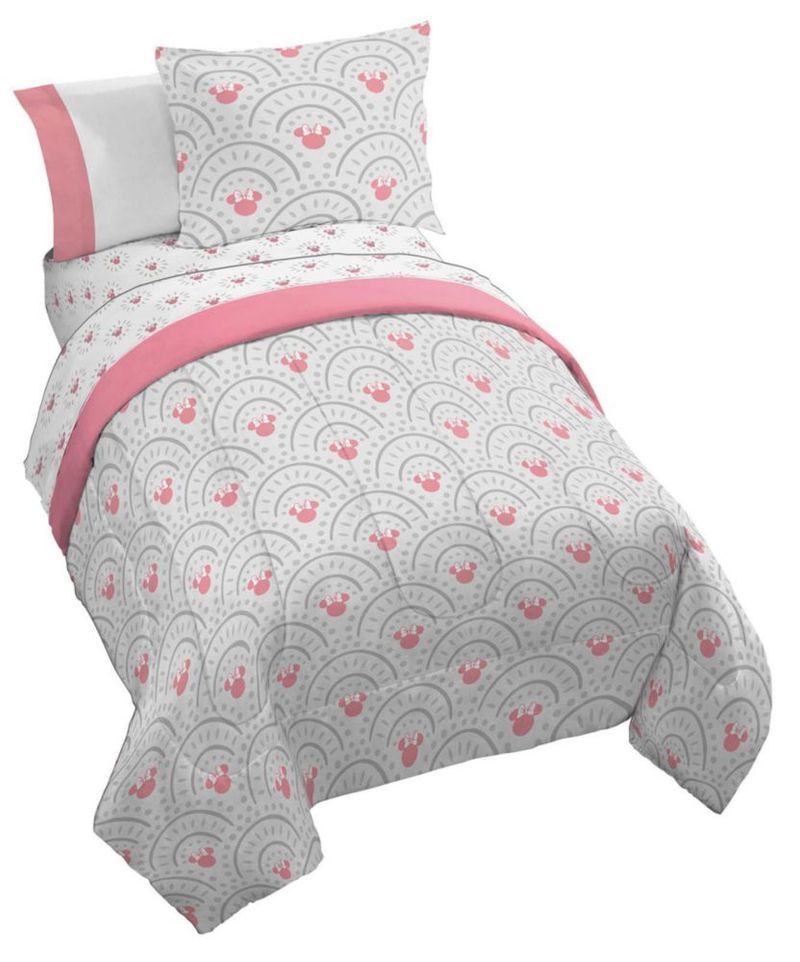Juego de cama Jay Franco tamaño completo 7 piezas Minnie Mouse gris