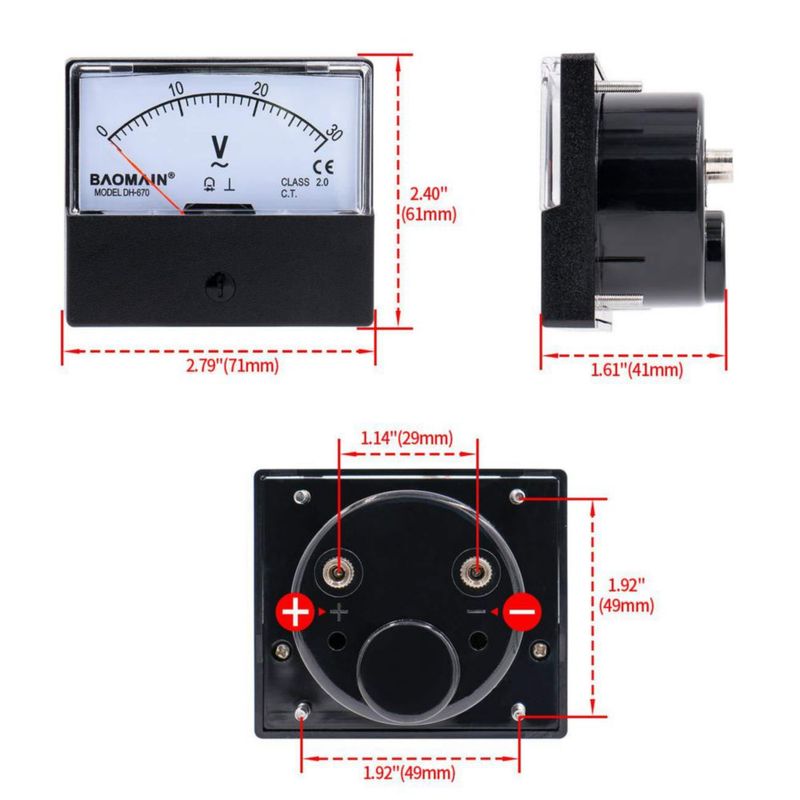 Voltímetro Baomain DH-670 AC 0-30V Clase 2.5