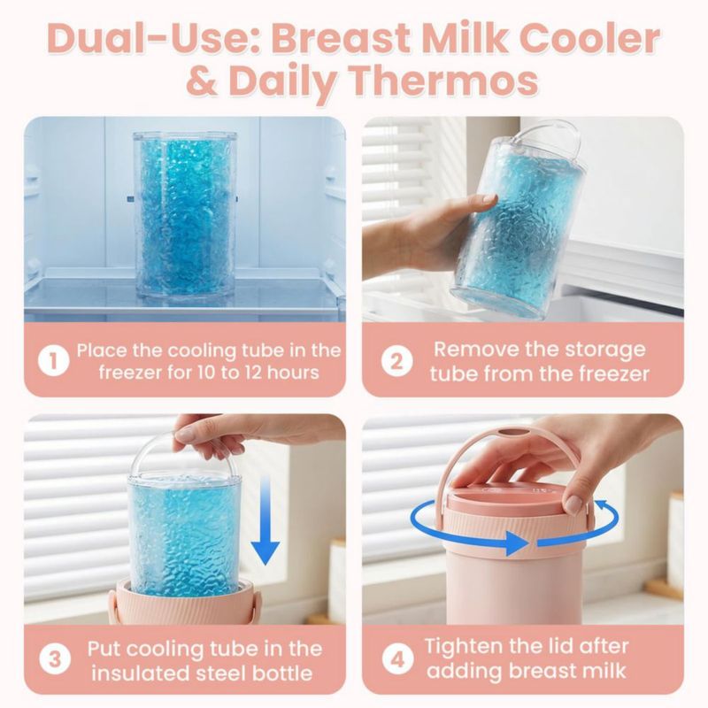 Enfriador de leche materna NCVI 739 ml con pantalla de temperatura y 24 h de frío