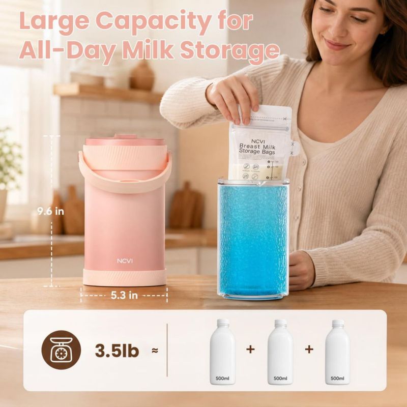 Enfriador de leche materna NCVI 739 ml con pantalla de temperatura y 24 h de frío