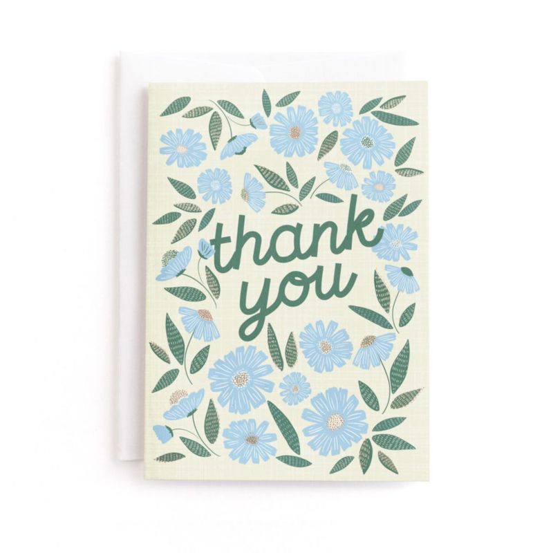 Tarjeta de agradecimiento Minted 5x7" con margaritas y sobre
