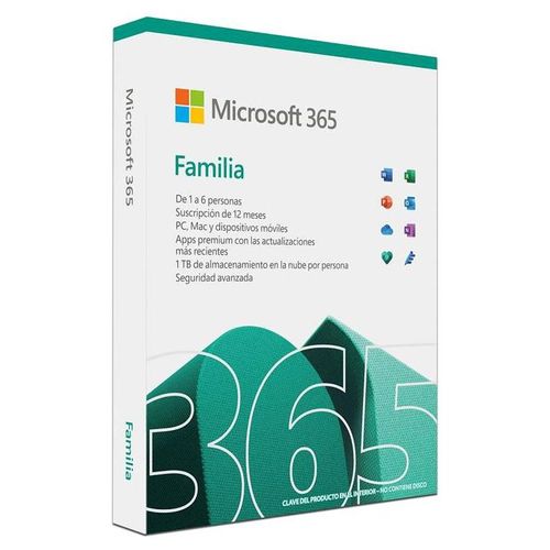 Microsoft 365 Familia 1 año de suscripción para 6 usuarios + 1TB