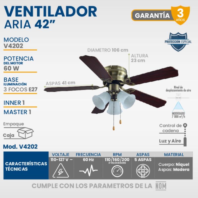 Kit ventilador funcional café 3 velocidades 5 aspas 2 placas apagador linea inox 3 modulos plata y 3 focos inteligentes led de regalo