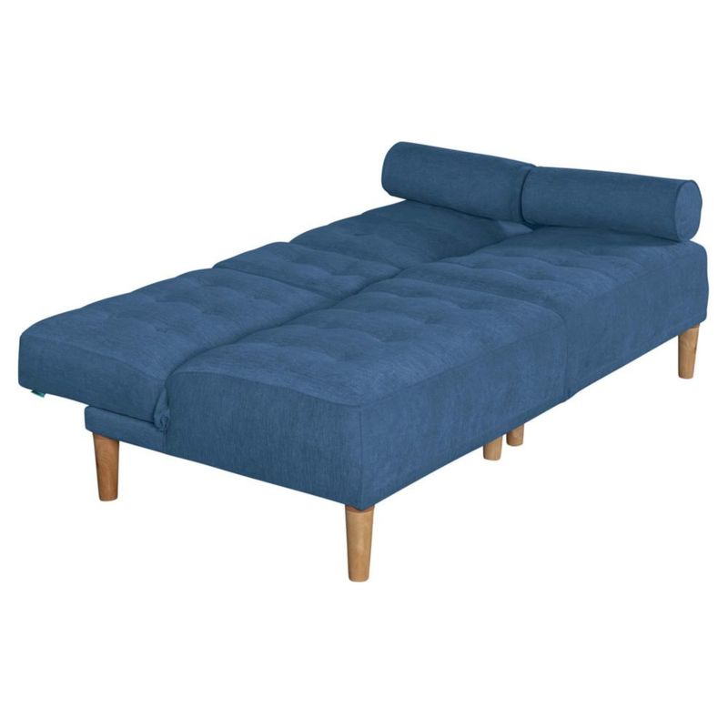 Sofá Cama Makora Zambroni Con Memory Foam, Color Azul, Velvet Respaldo Reclinable De 3 posiciones.