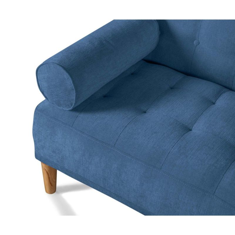 Sofá Cama Makora Zambroni Con Memory Foam, Color Azul, Velvet Respaldo Reclinable De 3 posiciones.