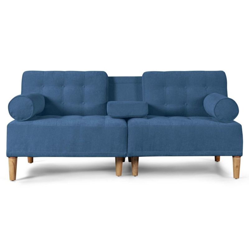 Sofá Cama Makora Zambroni Con Memory Foam, Color Azul, Velvet Respaldo Reclinable De 3 posiciones.