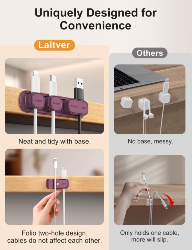 Abrazaderas magnéticas para cables Laitver pack de 6 (abertura/cierre)