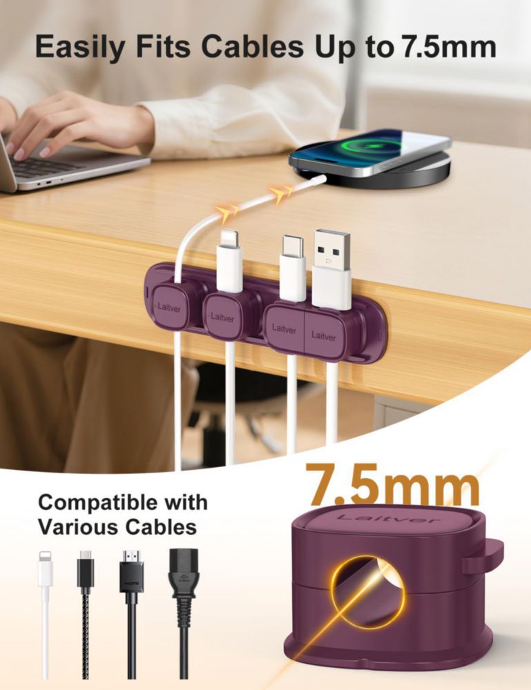 Abrazaderas magnéticas para cables Laitver pack de 6 (abertura/cierre)