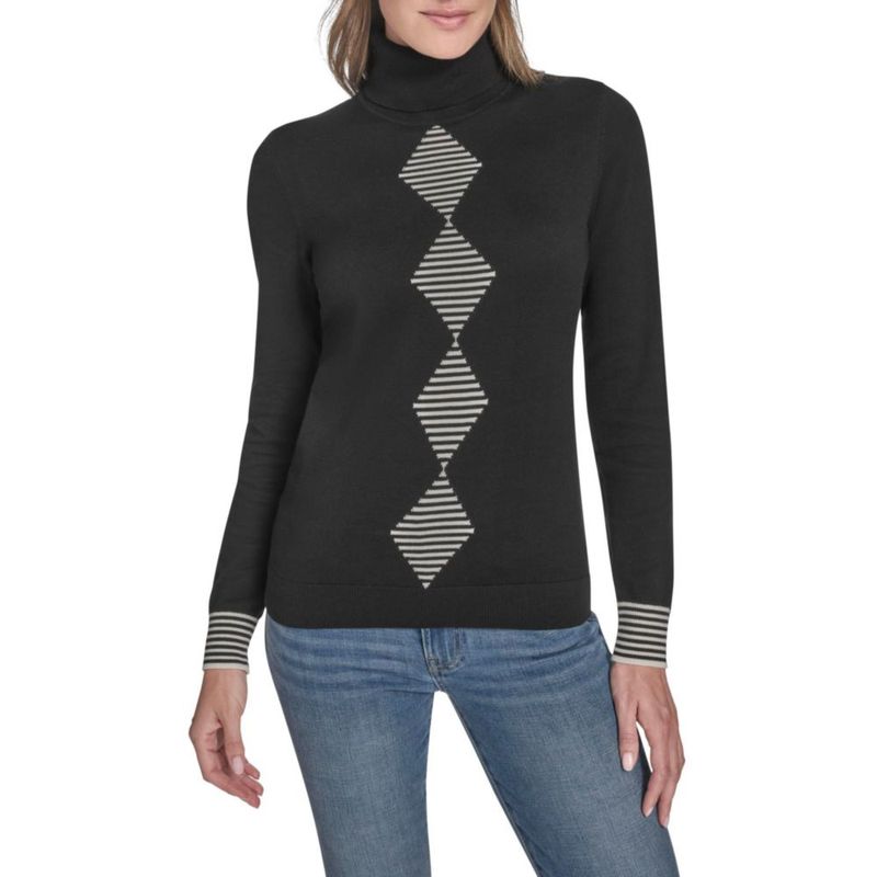 Suéter Tommy Hilfiger Mujer Talla Grande Negro con Detalle Argyle