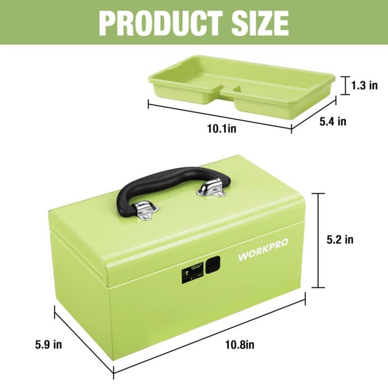 Caja de herramientas WORKPRO 27 cm verde macarrón 13 kg