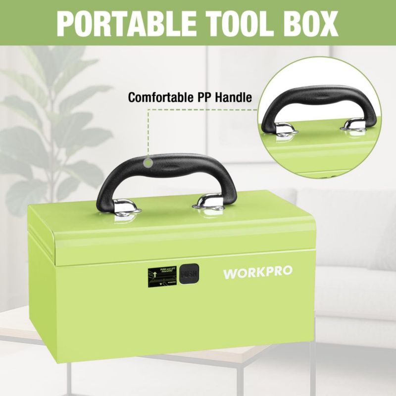 Caja de herramientas WORKPRO 27 cm verde macarrón 13 kg