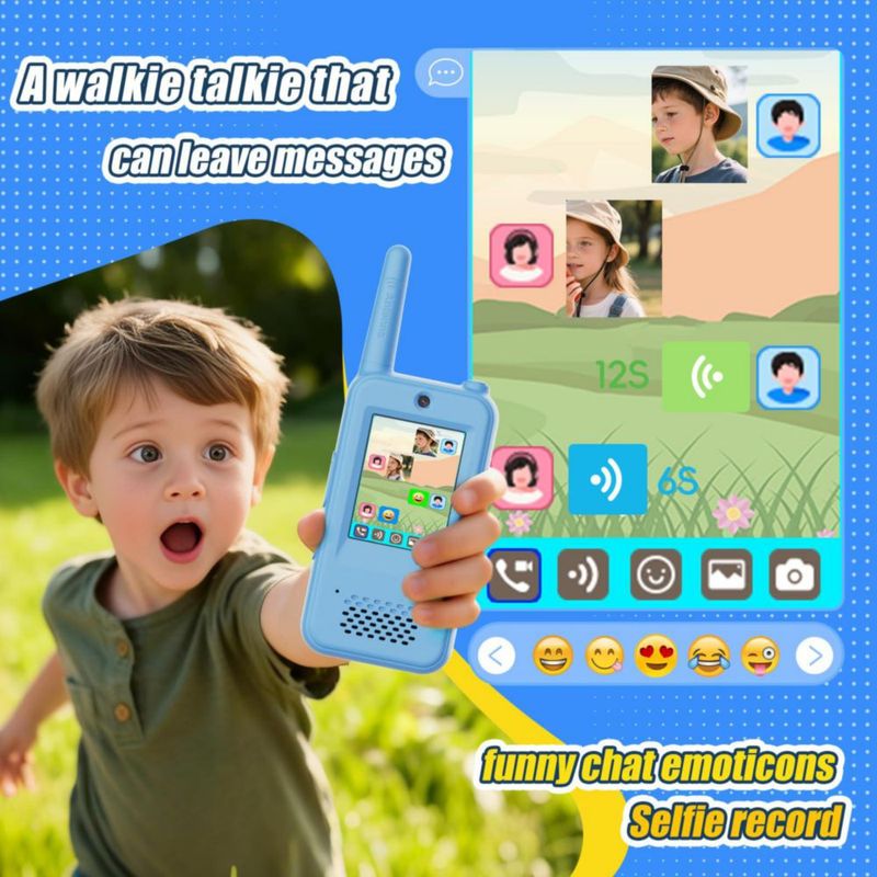 Walkie Talkie PATKON con Video y 6 Efectos de Voz – Regalo para Niños