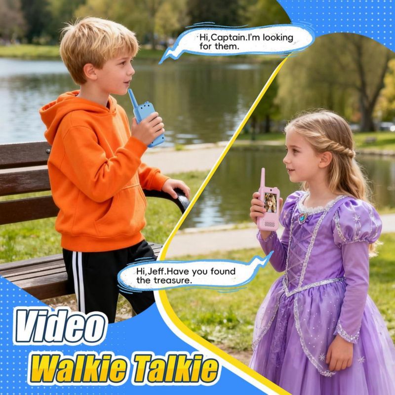 Walkie Talkie PATKON con Video y 6 Efectos de Voz – Regalo para Niños