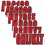 Pegatina adhesiva NorthBoat 8 cm – 4 juegos de letras y números