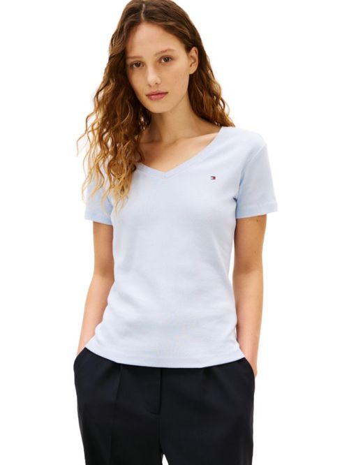 Camiseta Tommy Hilfiger X-Large Azul Brisa con Canalé