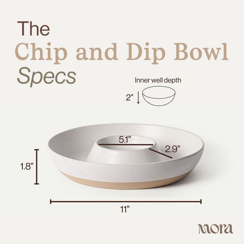 Bandeja y Cuenco para Chips y Dip MORA Cerámica Diseño Nebula