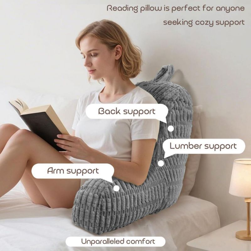 Almohada de Lectura MIJIMO 28 cm Gris Oscuro con Respaldo