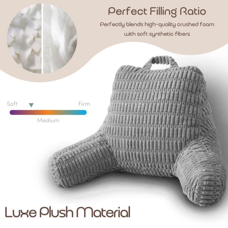 Almohada de Lectura MIJIMO 28 cm Gris Oscuro con Respaldo