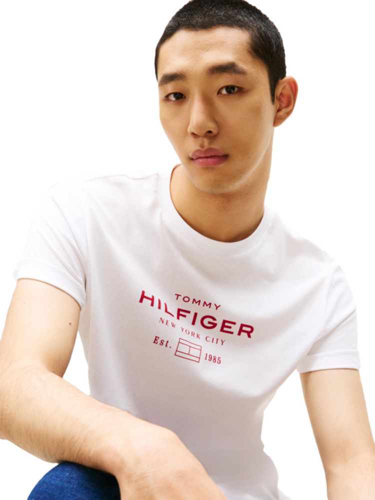Camiseta Tommy Hilfiger para hombre XXL blanca con diseño gráfico