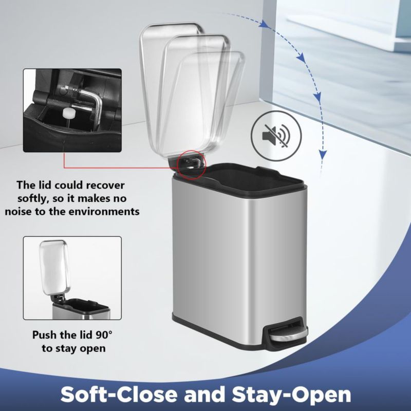 Cubo de basura BestOffice 13 L con tapa de acero inoxidable