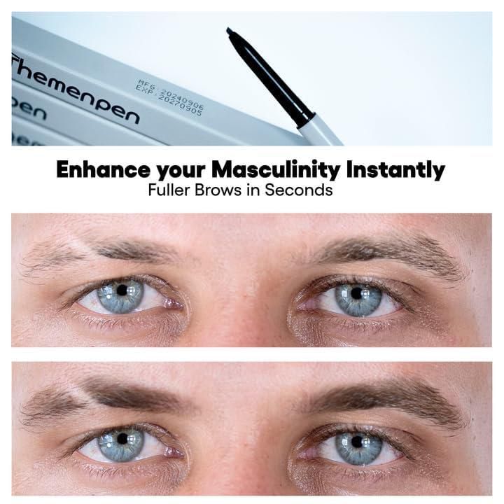 Lápiz para cejas The Men Pen impermeable negro - pack de 3