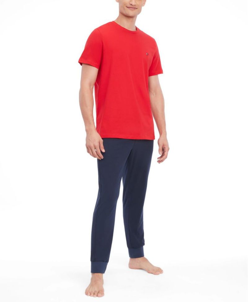 Camiseta Tommy Hilfiger XL roja de algodón con cuello en V