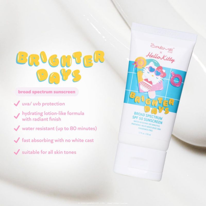 Protector solar The Crème Shop Hello Kitty SPF 50 50 ml Resistente al agua