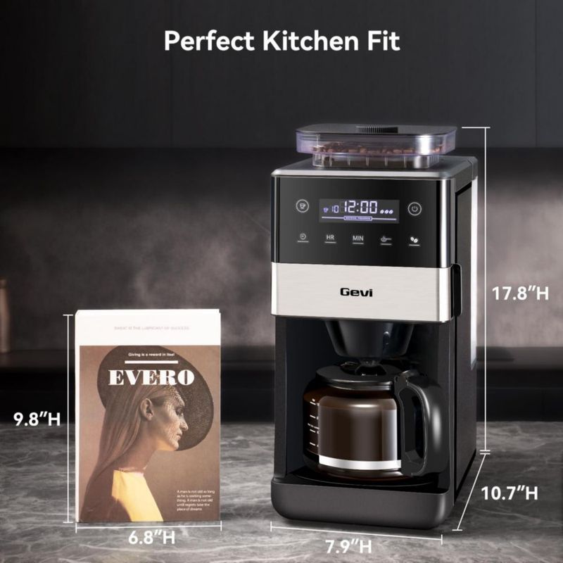 Cafetera Gevi de 10 tazas con molinillo y pantalla táctil 120 V