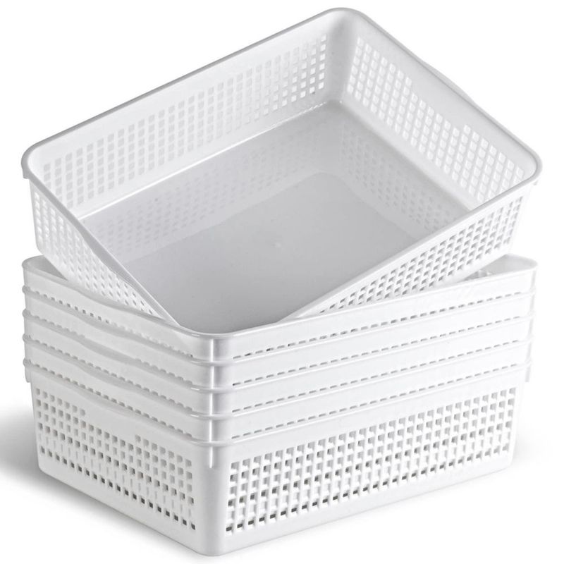 Cesta de almacenamiento Eslite A4 34 cm x 25 cm x 95 cm paquete de 6 color blanco