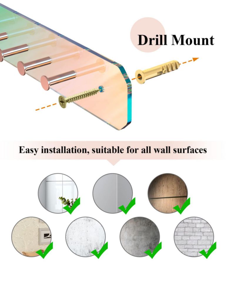 Porta Collares NiHome de Montaje en Pared Acrílico - Pack de 2